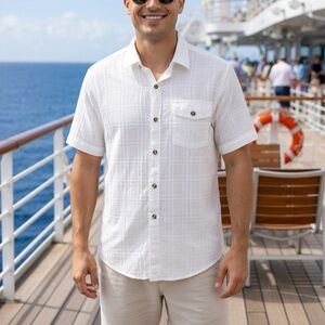 Old Navy White Plaid Button-Down Shirt